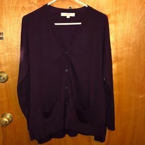 LOFT eggplant boyfriend cardigan